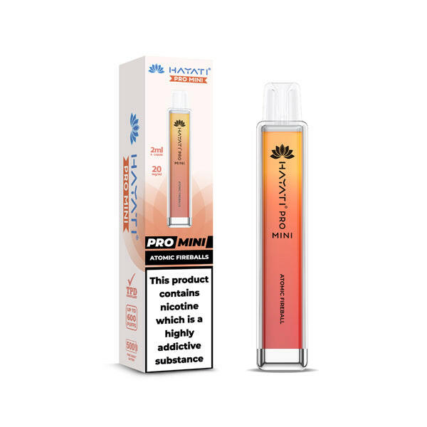Hayati Pro Mini Atomic Fireball Disposable Vape, Front Packaging