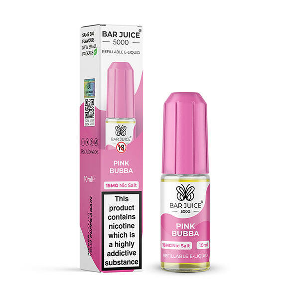 Bar Juice 5000 Pink Bubba Nic Salts, Packing and Bottle, Front