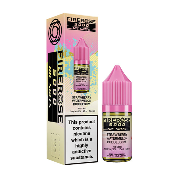 Elux Firerose Strawberry Watermelon Bubblegum Nic Salt E-Liquid, Bottle and Packaging, Front