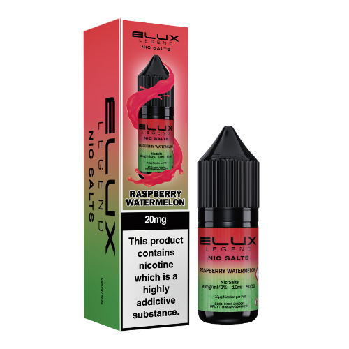Elux Raspberry Watermelon, Bottle and Packaging, Front