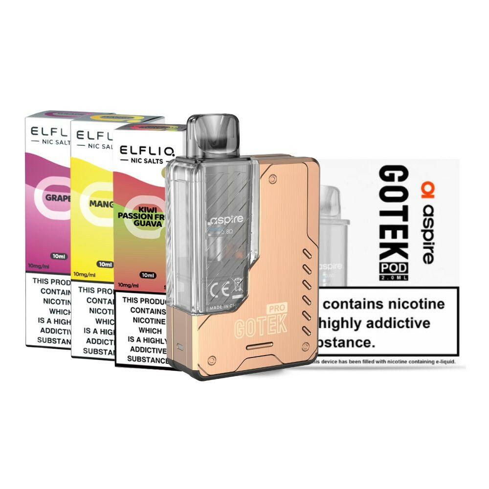 Aspire Gotek Pro, Pods and Nic Salts Bundle Free Delivery Escobar Vape Shop Aspire Gotek Pro, Pods and Nic Salts Bundle Free Delivery Escobar Vape Shop