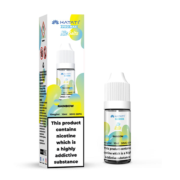 Hayati Pro Max Rainbow Nic Salt, Bottle and Packaging, Front