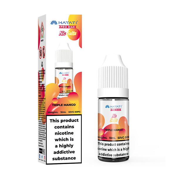 Hayati Pro Max Triple Mango Nic Salt, Bottle and Packaging, Front