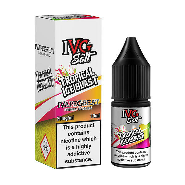 IVG Tropical Ice Blast Nic Salts, Packaging and Bottle Front