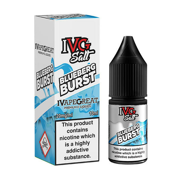 IVG Blueberg Burst Nic Salts, Packaging and Bottle Front