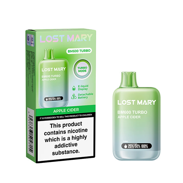 Lost Mary BM600 Turbo Apple Cider Disposable Vape, Device and Packaging, Front
