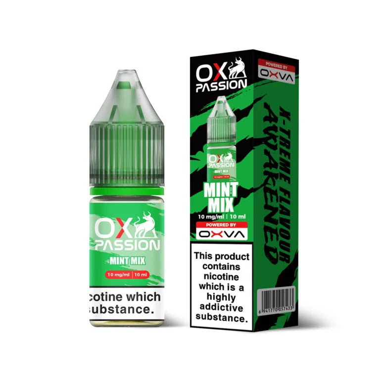 Ox Passion Mint Mix Nic Salts By Oxva, Bottle and Packaging, Front