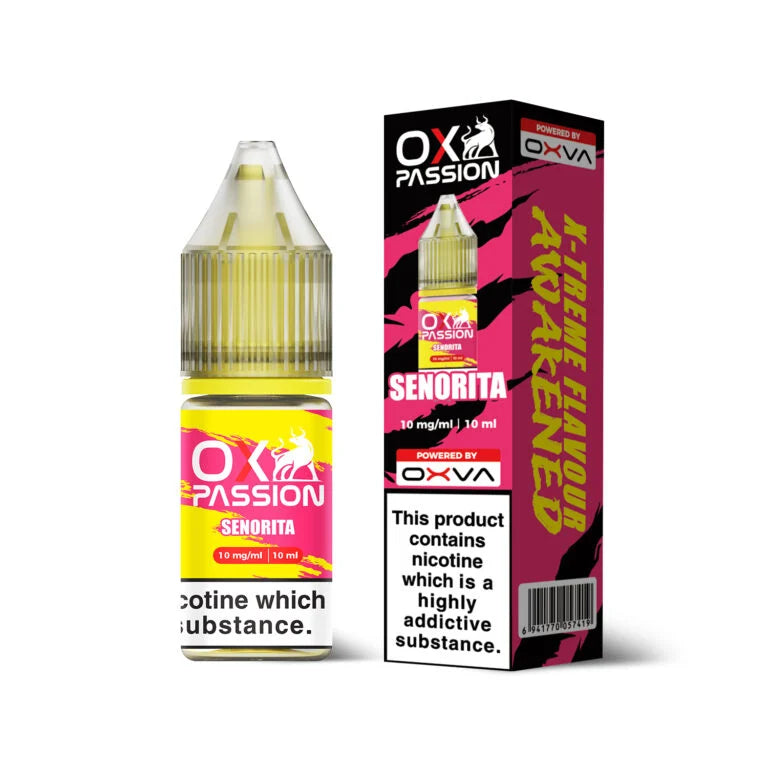 Ox Passion Senorita Nic Salts By Oxva, Bottle and Packaging, Front