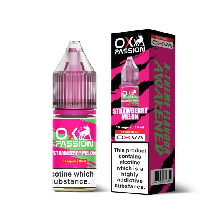 Ox Passion Strawberry Melon Nic Salts By Oxva, Bottle and Packaging, Front