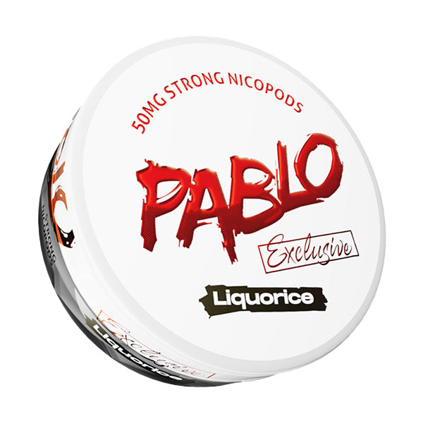 Pablo Exclusive Liquorice Nicotine Pouches, Packaging, Front