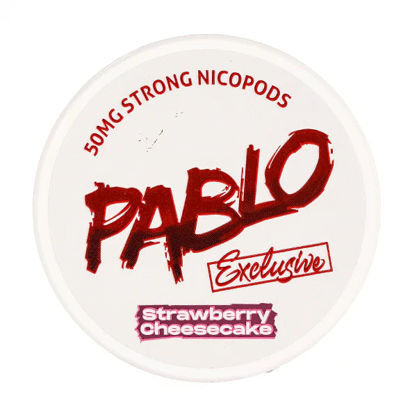 Pablo Strawberry Cheesecake Nicotine Pouches, Tub, Top