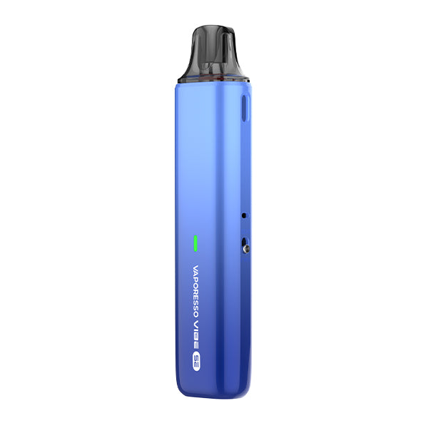 Blue vape device, Vaporesso Vibe SE, on a white background
