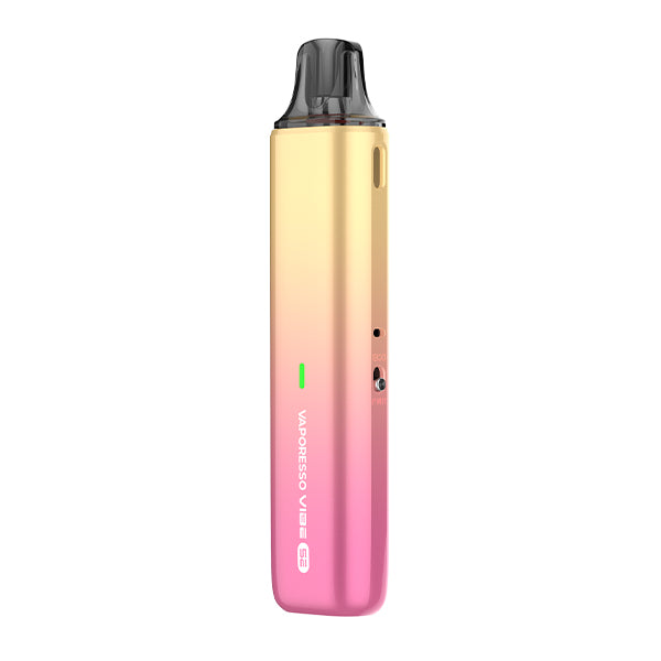 A gradient coloured vape device, Vaporesso Vibe SE, on a white background