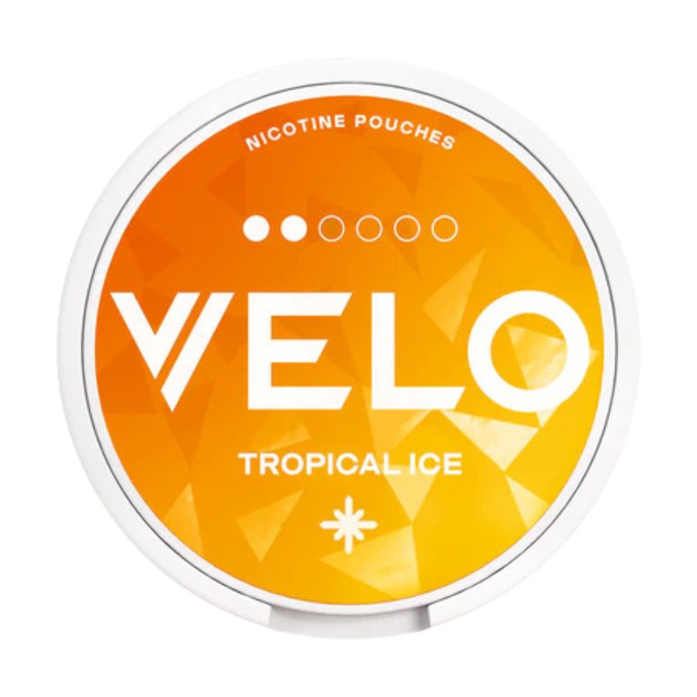 Velo Tropical Ice Nicotine Pouch, Tub, Front