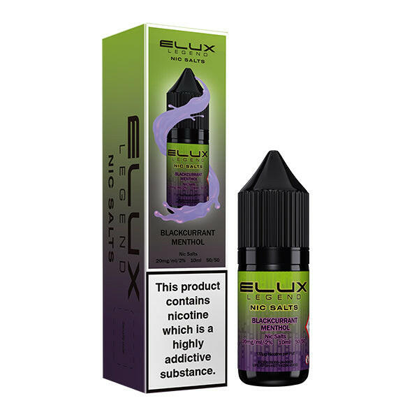 Elux Legend Blackcurrant Menthol Nic Salt, Bottle and Packaging, Front