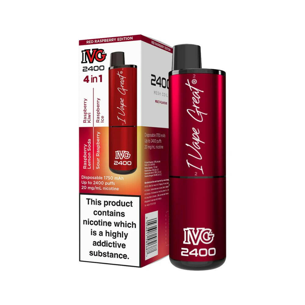 IVG 2400 4 in 1 Red Raspberry Edition, Device and Packaging, Front