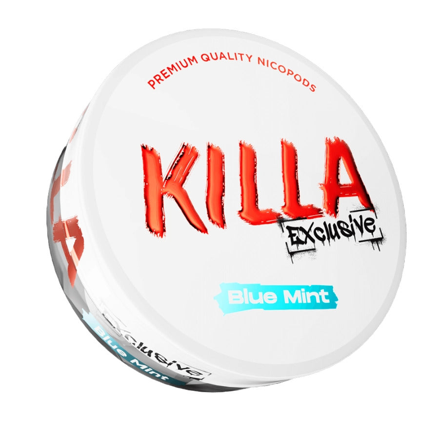 Killa Exclusive Blue Mint Nicotine Pouches, Tub, Front
