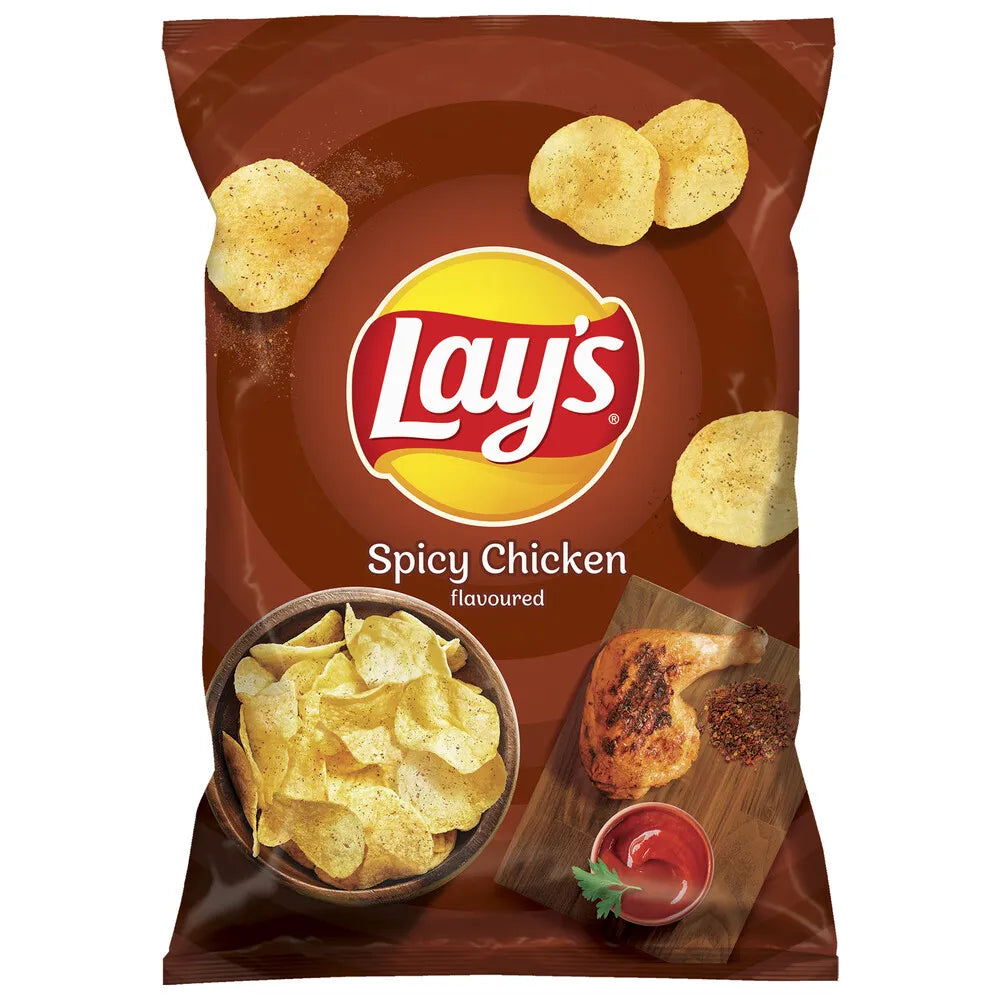 Lays Spicy Chicken, Bag, Front