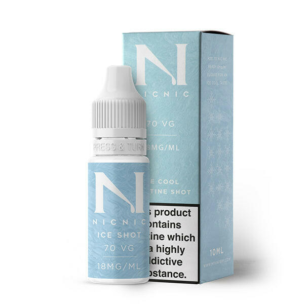 Nic Nic Ice Cool Freebase Shot 18mg 70VG, Bottle And Packaging, Front