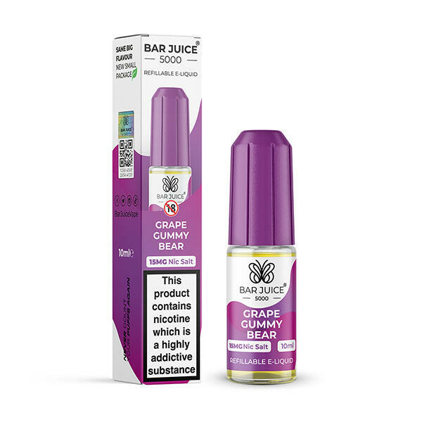 Bar Juice 5000 Grape Gummy Bear Nic Salts, Packing and Bottle, Front