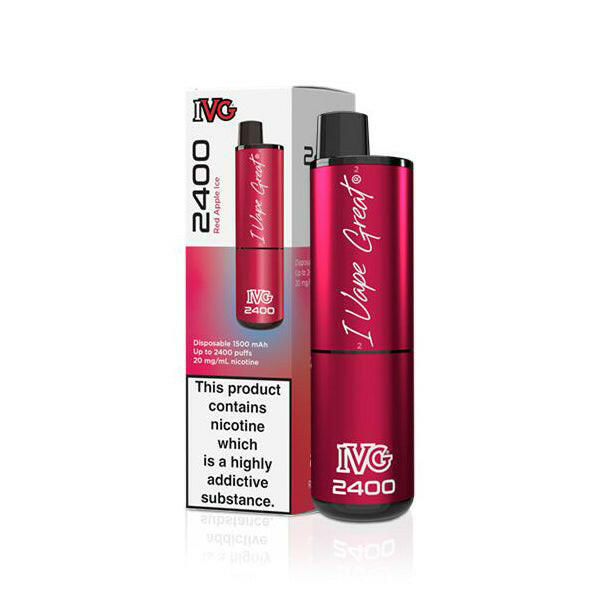 IVG 2400 4 in 1 Red Apple Ice, Device and Packaging, Front
