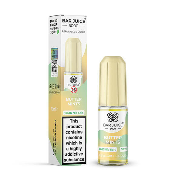 Bar Juice 5000 Butter Mints Nic Salts, Packing and Bottle, Front