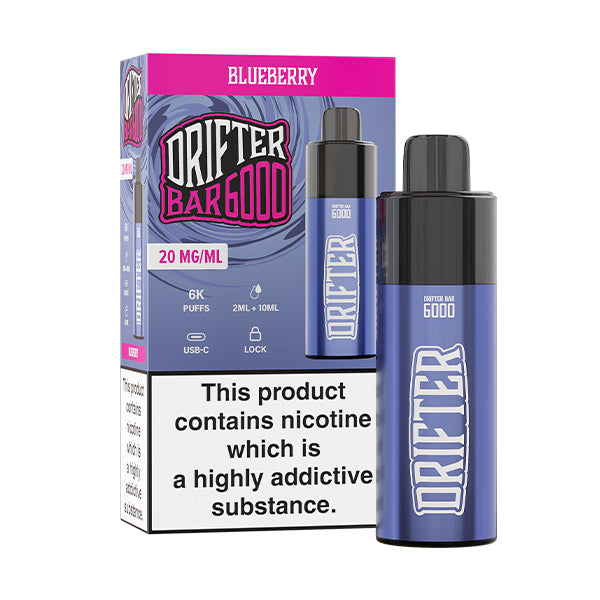 Drifter Bar 6000 Blueberry Pod Vape, Vape Kit and Packaging, Front