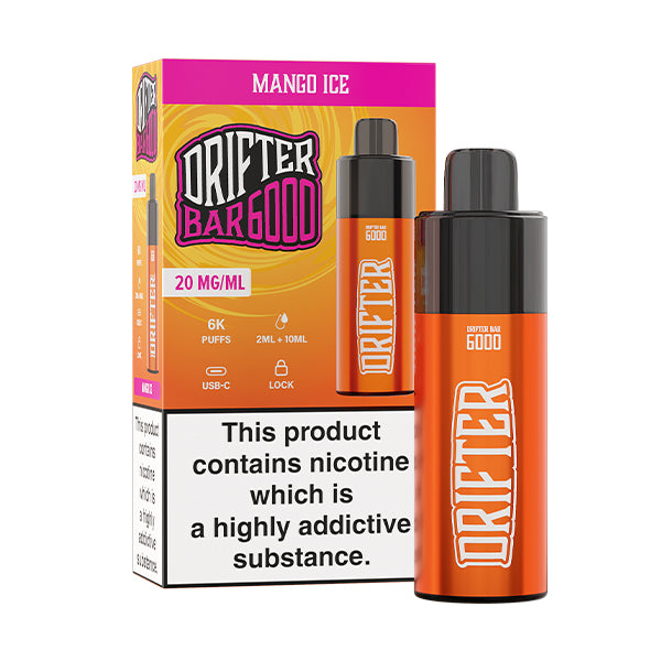 Drifter Bar 6000 Mango Ice Pod Vape, Vape Kit and Packaging, Front