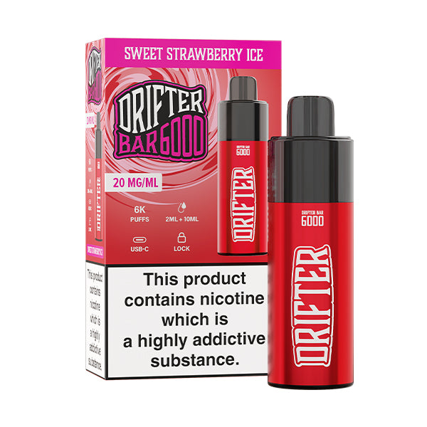 Drifter Bar 6000 Sweet Strawberry Ice Pod Vape, Vape Kit and Packaging, Front