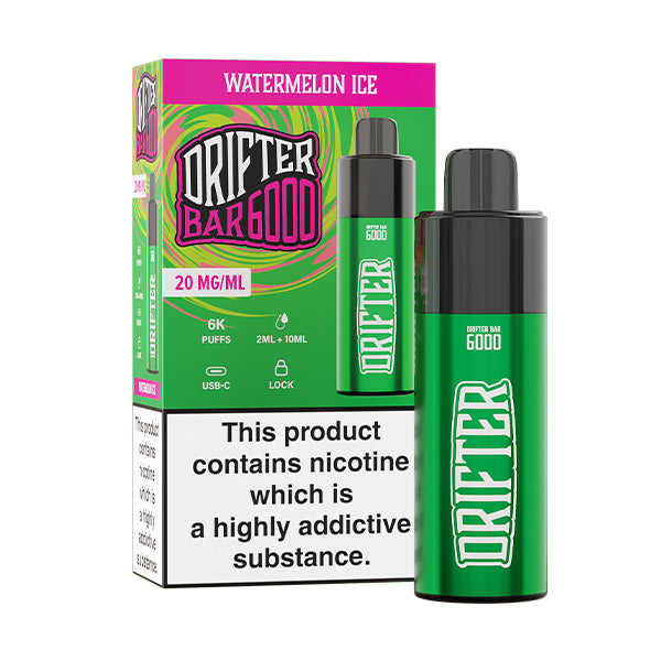 Drifter Bar 6000 Watermelon Ice Pod Vape, Vape Kit and Packaging, Front