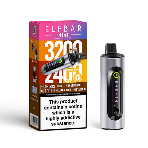 Elfbar 4 In 1 Drinks Edition Vape Kit, Device and packaging, Front