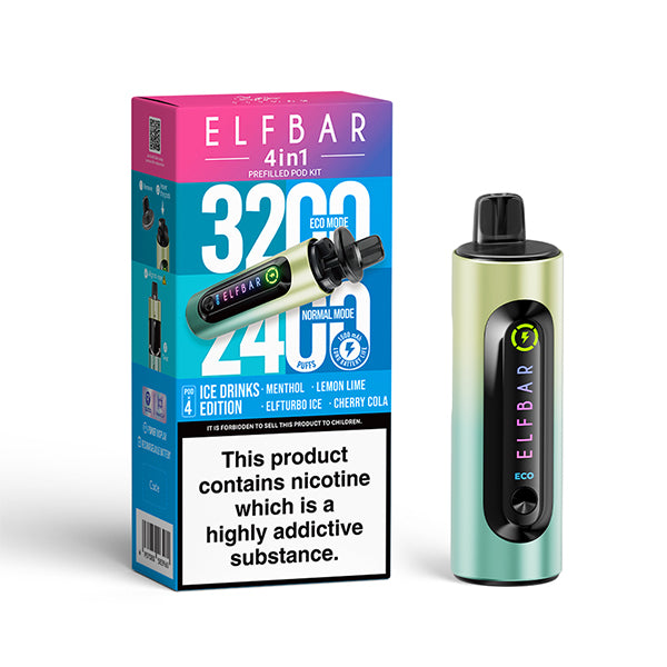 Elfbar 4 In 1 Ice Drinks Edition Vape Kit, Device and packaging, Front