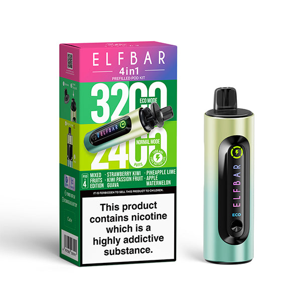 Elfbar 4 In 1 Mixed Fruits Edition Vape Kit, Device and packaging, Front