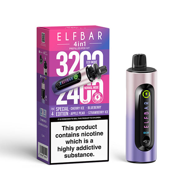 Elfbar 4 In 1 Special Edition Vape Kit, Device and packaging, Front