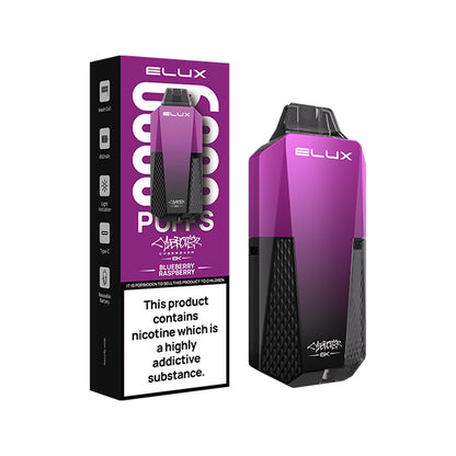 Elux Cyberover Blueberry Raspberry Disposable Vape Kit, Device and packaging, Front