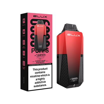 Elux Cyberover Cherry Sour Raspberry Disposable Vape Kit, Device and packaging, Front