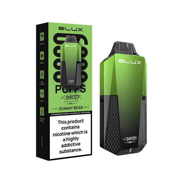 Elux Cyberover Gummy Bear Disposable Vape Kit, Device and packaging, Front