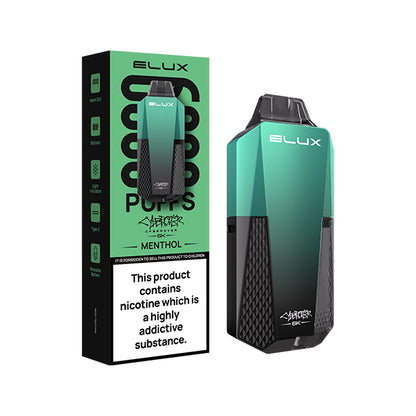 Elux Cyberover Menthol Disposable Vape Kit, Device and packaging, Front