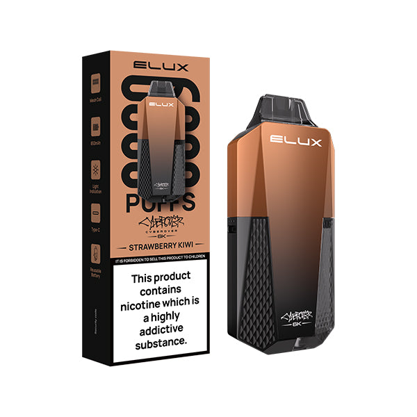 Elux Cyberover Strawberry Kiwi Disposable Vape Kit, Device and packaging, Front