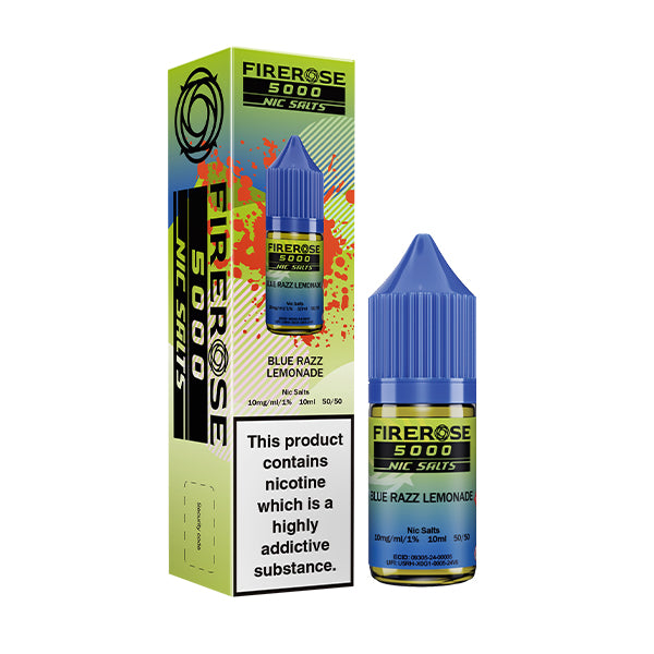 Elux Firerose Blue Razz Lemonade Nic Salt E-Liquid, Bottle and Packaging, Front