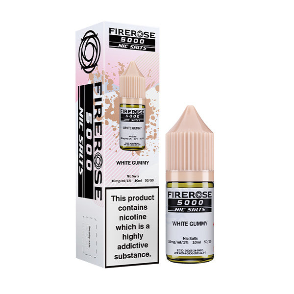 Elux Firerose White Gummy Nic Salt E-Liquid, Bottle and Packaging, Front