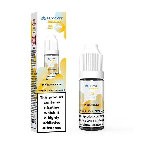 Hayati Pro Max Pineapple Ice Nic Salt, Bottle and Packaging, Front