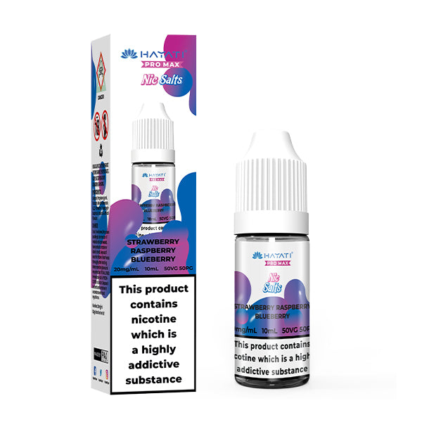Hayati Pro Max Strawberry Raspberry Blueberry  Nic Salt, Bottle and Packaging, Front