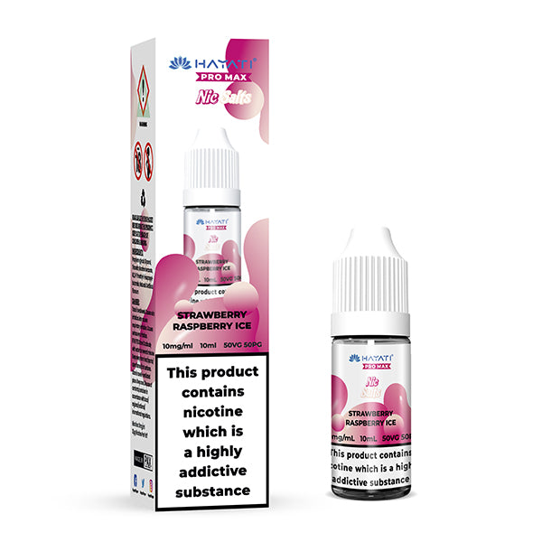 Hayati Pro Max Strawberry Raspberry Ice Nic Salt, Bottle and Packaging, Front