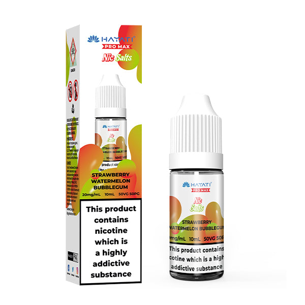 Hayati Pro Max Strawberry Watermelon Bubblegum Nic Salt, Bottle and Packaging, Front