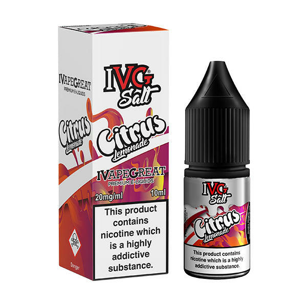 IVG Citrus Lemonade Nic Salts, Packaging and Bottle Front
