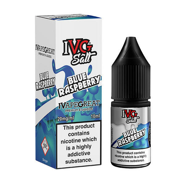 IVG Blue Raspberry Nic Salts, Packaging and Bottle Front