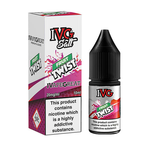 IVG Fruit Twist Nic Salts, Packaging and Bottle Front