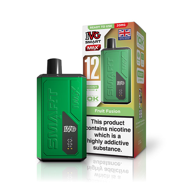 Green IVG vape device with packaging on a white background