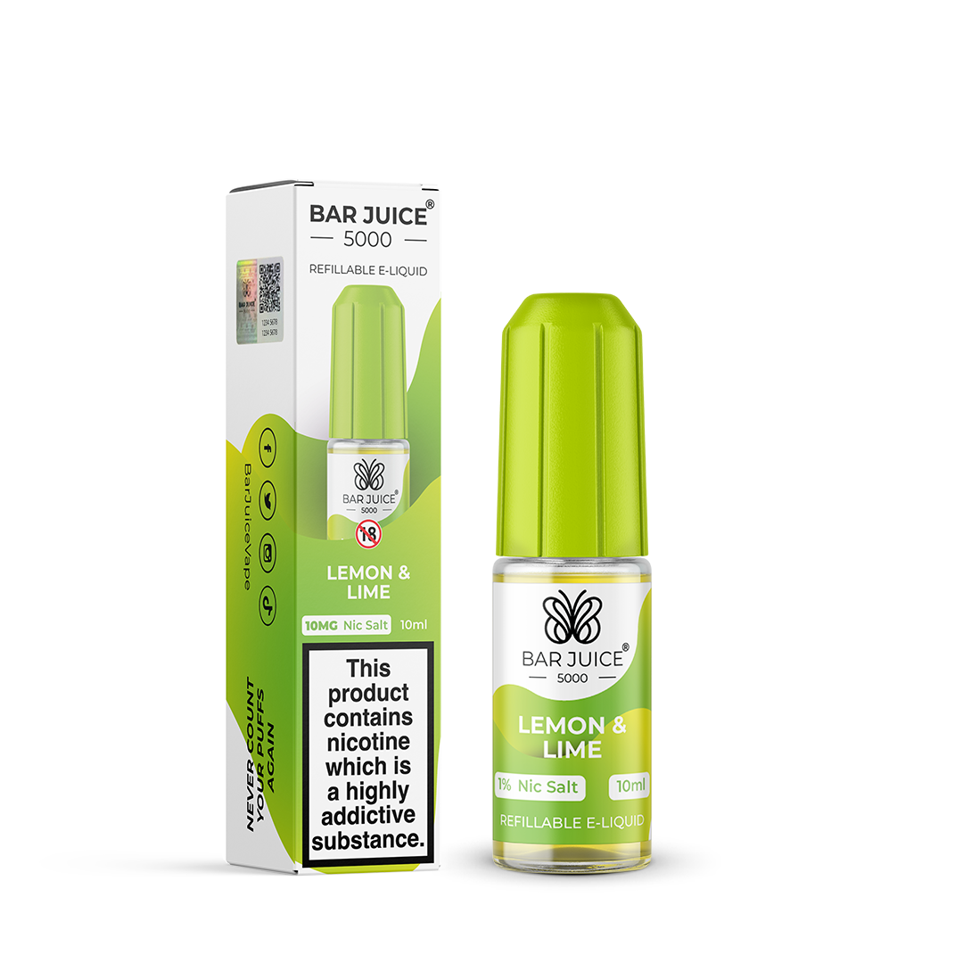 Bar Juice 5000 Lemon & Lime Nic Salt, Packaging and Bottle Front